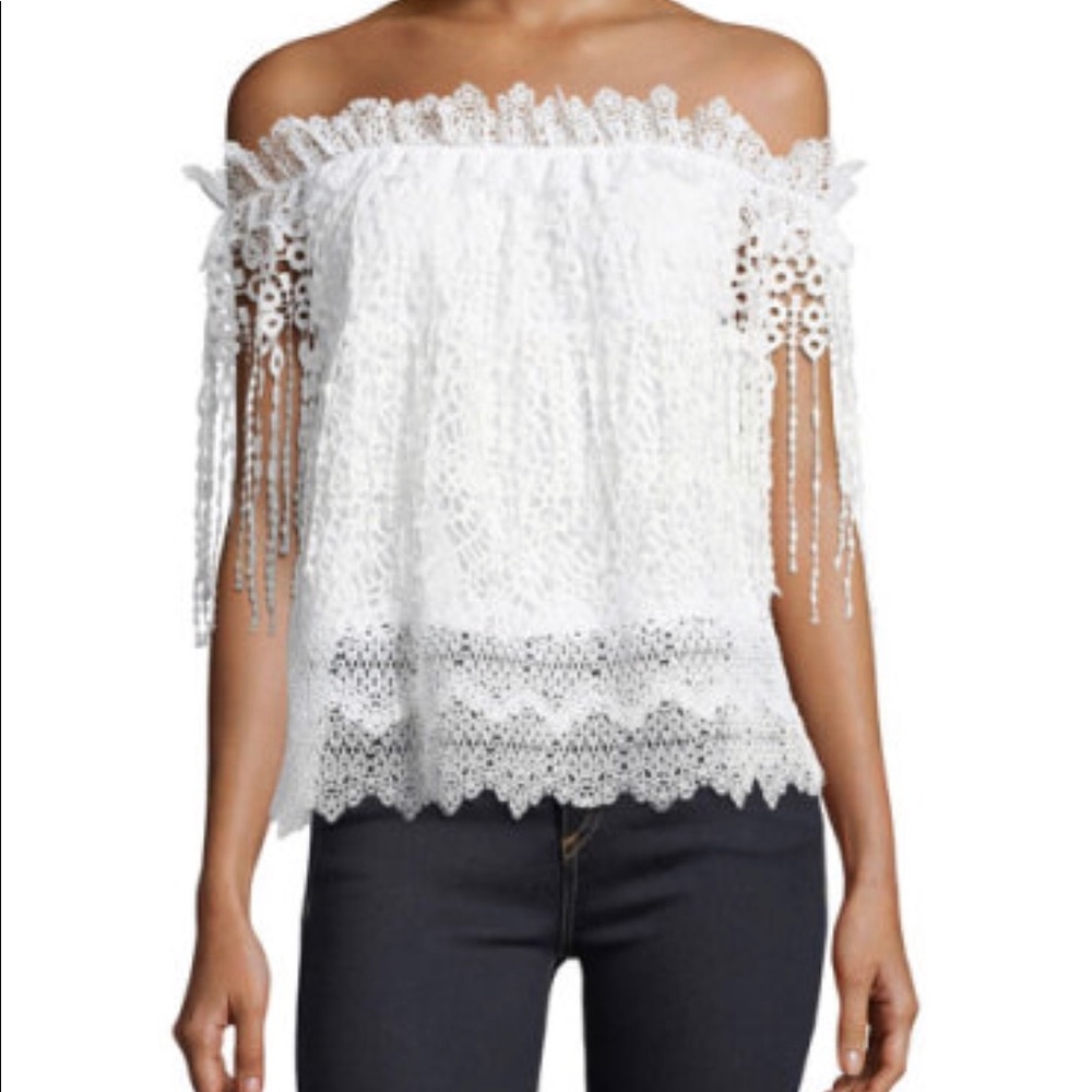 Elie Tahari Off-the-Shoulder Lace Blouse